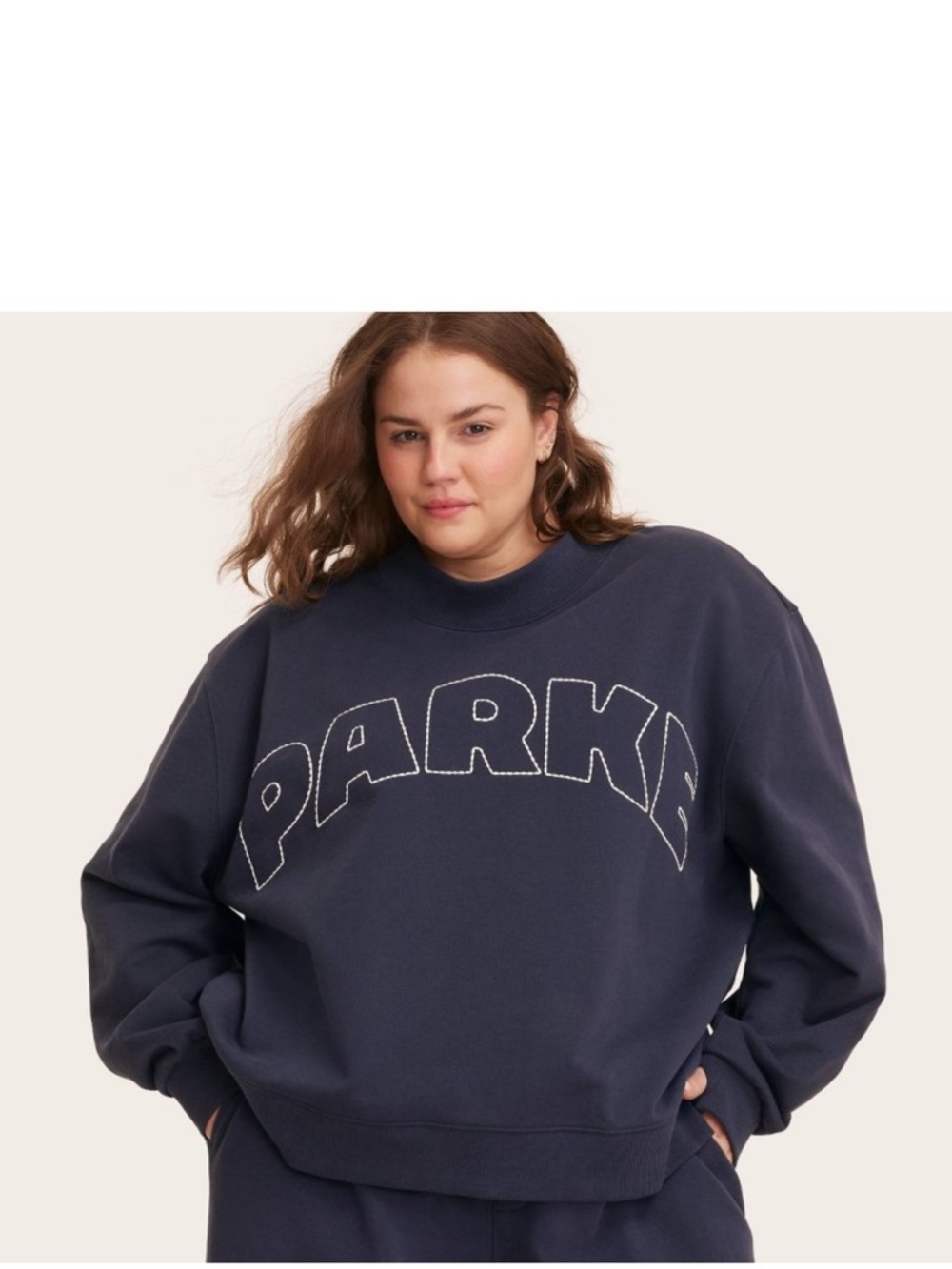 Parke Navy Crew Sweatshirt with Contrasting Stitch Logo